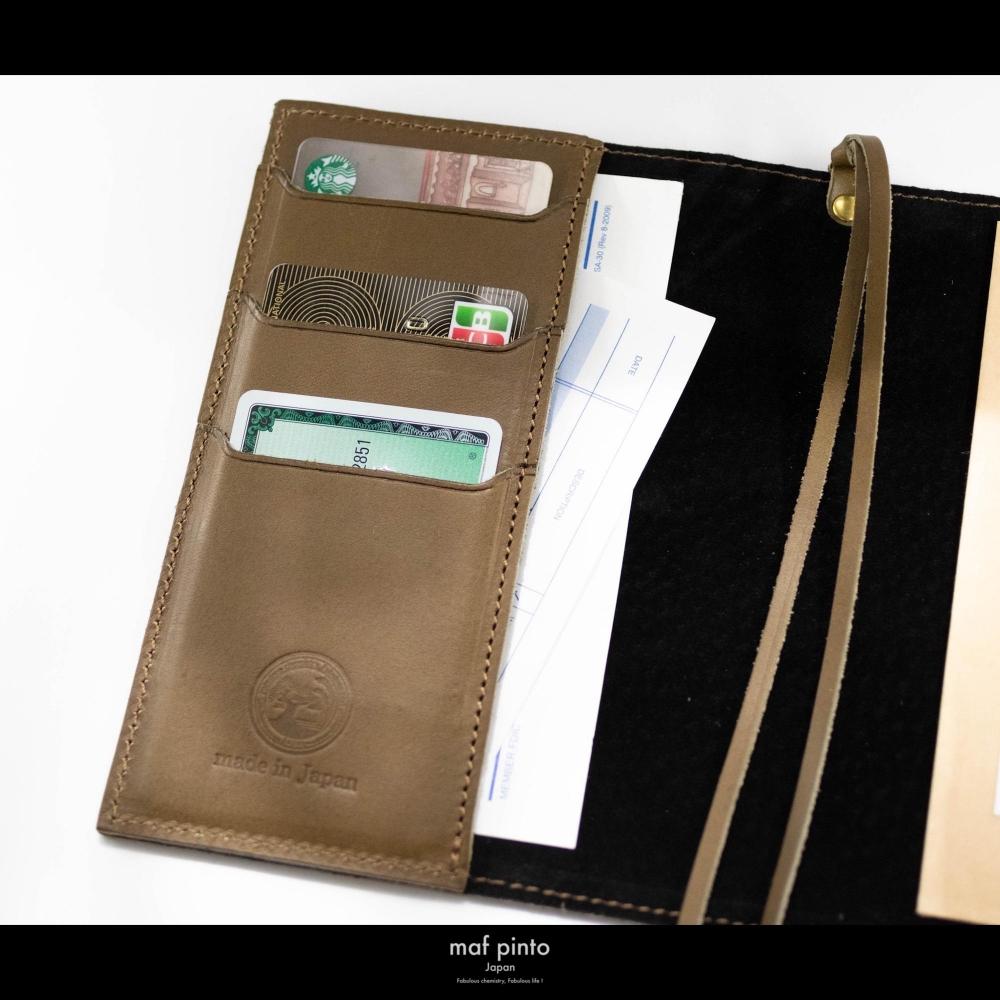 maf pinto (マフ ピント) レザー手帳カバー A6 (文庫本サイズ) オリーブ 本革 日本製