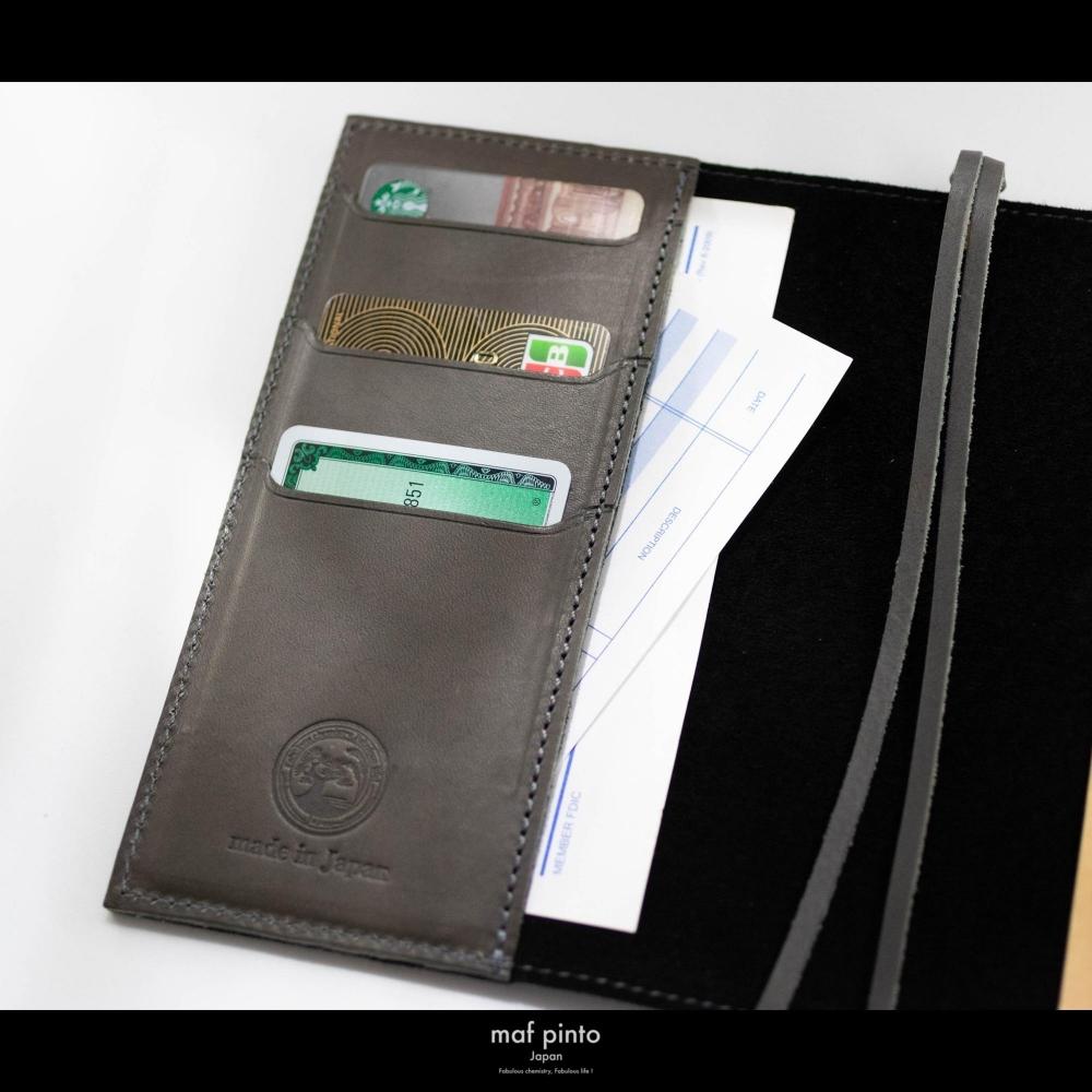 maf pinto (マフ ピント) レザー手帳カバー A6 (文庫本サイズ) グレー 本革 日本製
