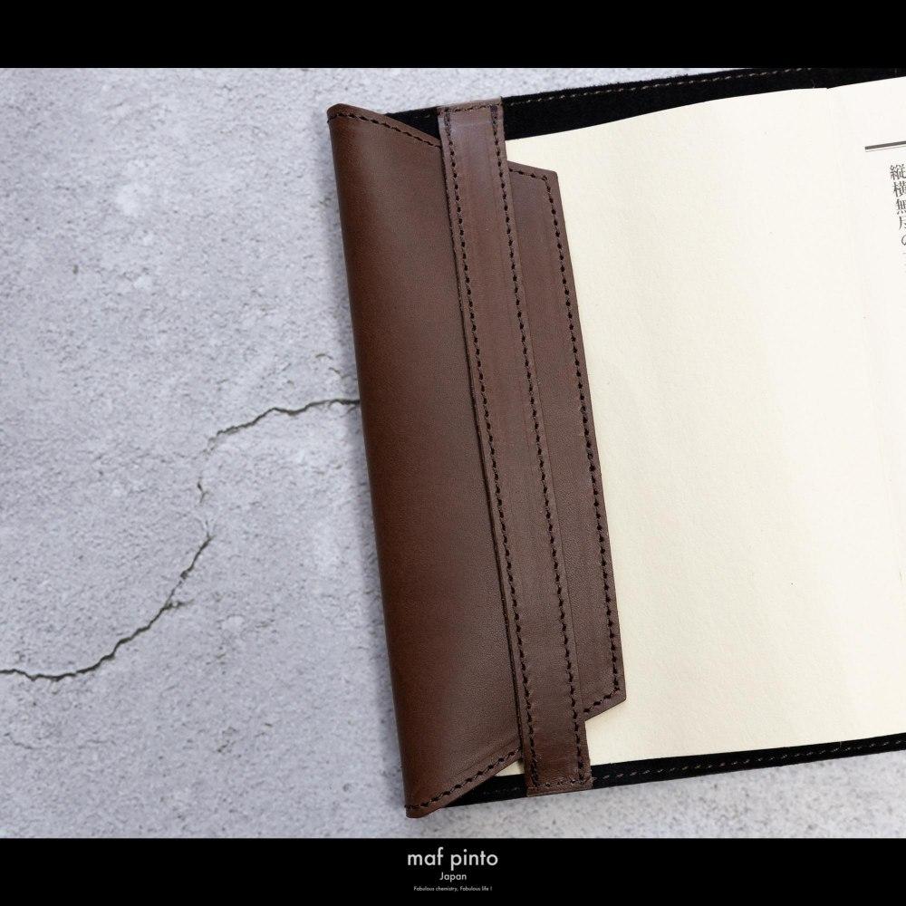maf pinto (マフ ピント) レザーブックカバー 四六判サイズ ダークブラウン 本革 日本製