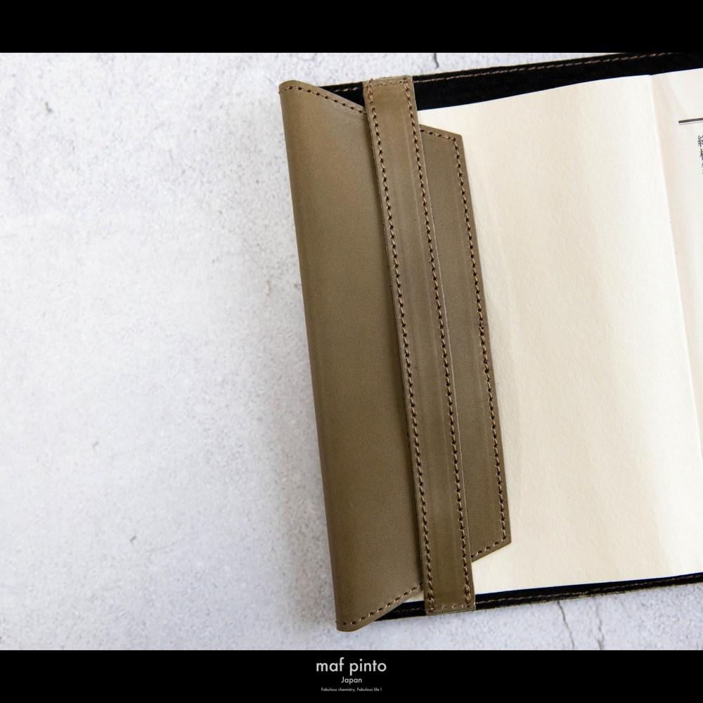 maf pinto (マフ ピント) レザーブックカバー 四六判サイズ オリーブ 本革 日本製