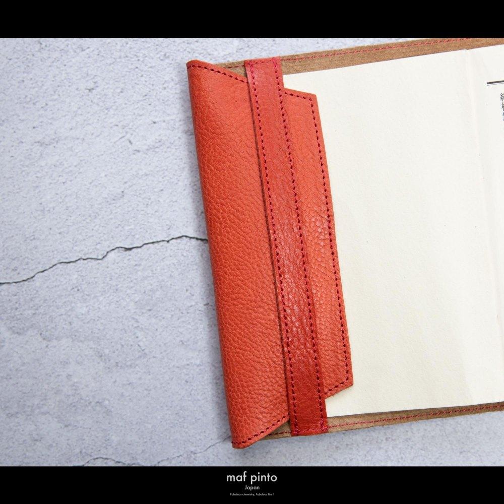 maf pinto (マフ ピント) レザーブックカバー 四六判サイズ レッドシュリンク 本革 日本製