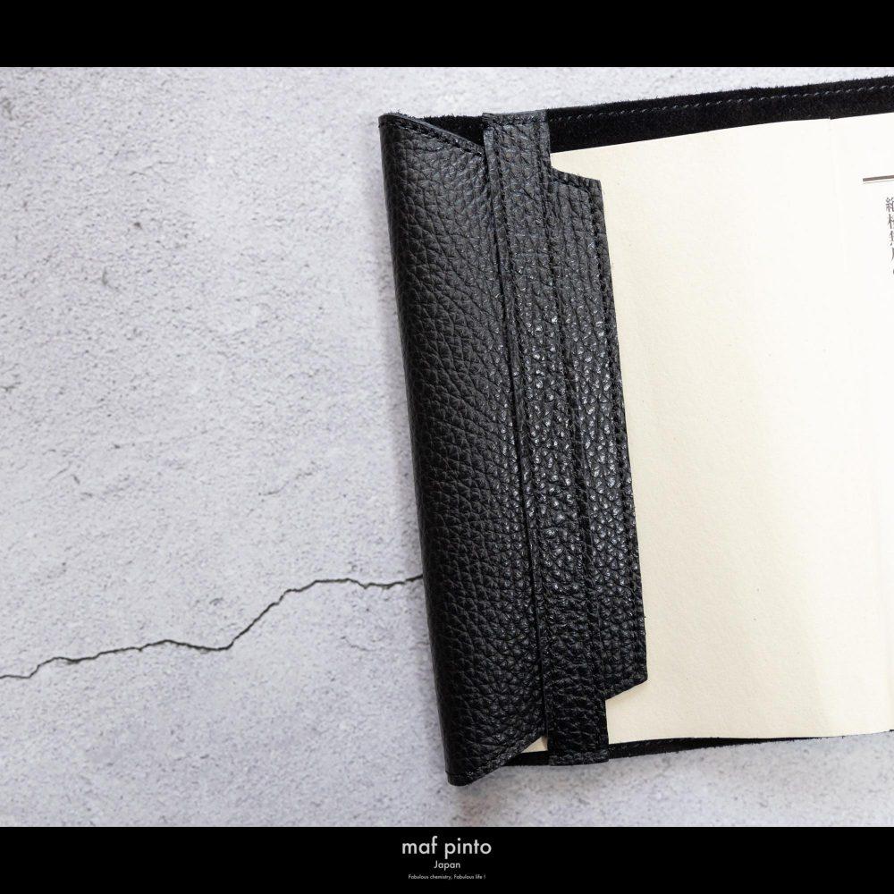 maf pinto (マフ ピント) レザーブックカバー 新書サイズ ADRIA LINE ブラック 本革 日本製