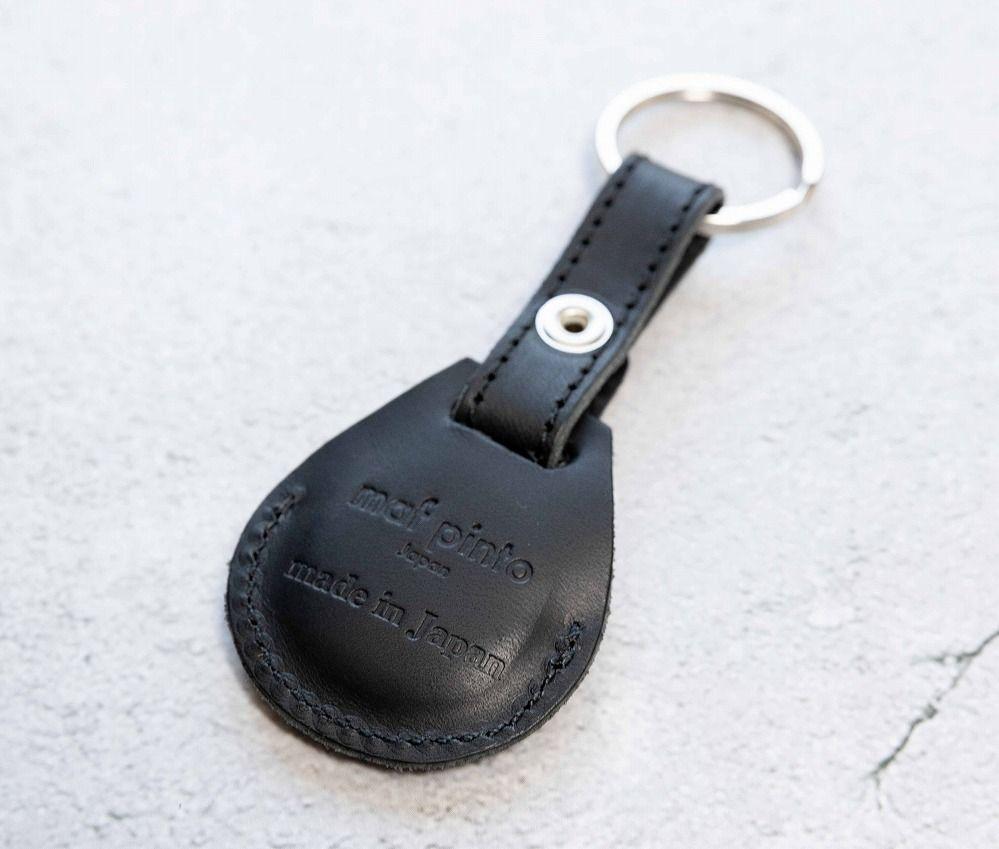 エアタグ用 キーホルダー カバー レザー 本革 キーリング apple airtag 【ブラック】