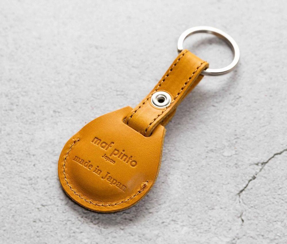 エアタグ用 キーホルダー カバー レザー 本革 キーリング apple airtag 【イエロー】