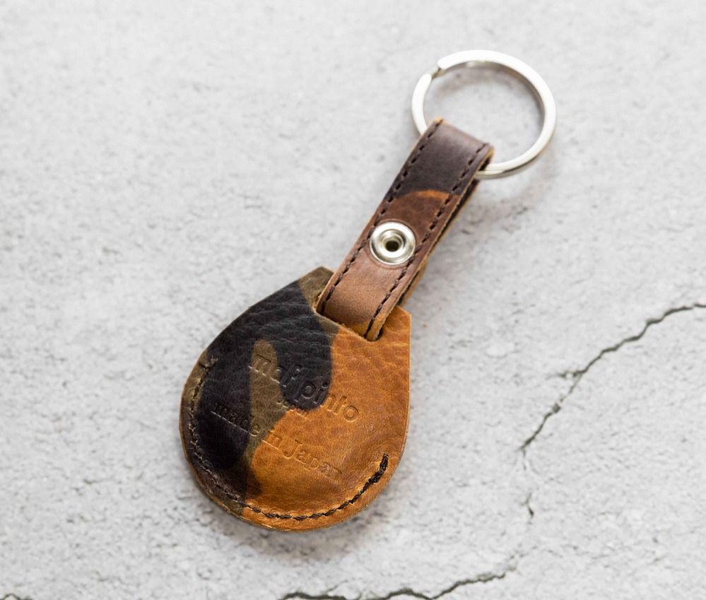 エアタグ用 キーホルダー カバー レザー 本革 キーリング apple airtag 【カモフラージュ ライト】