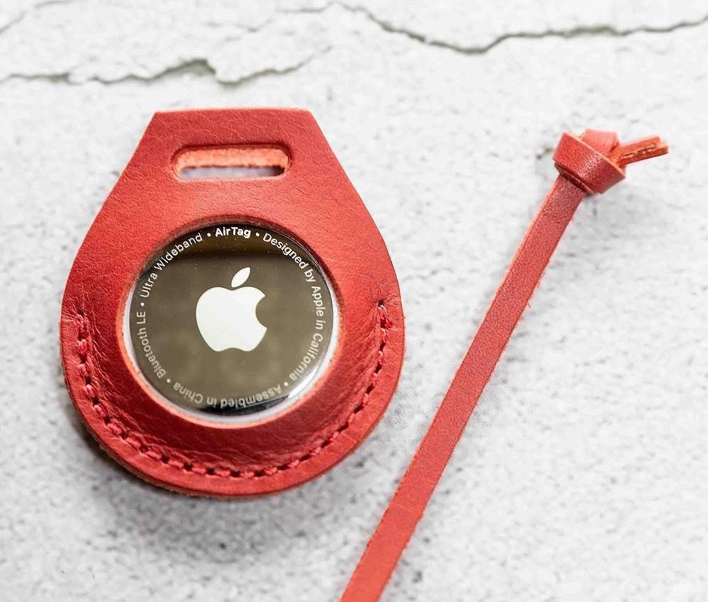 エアタグ用 ケース カバー レザー 本革 apple airtag 【レッド】
