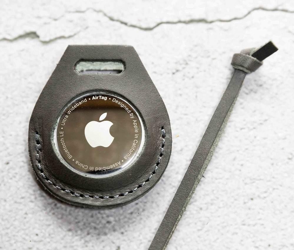 エアタグ用 ケース カバー レザー 本革 apple airtag 【グレー】