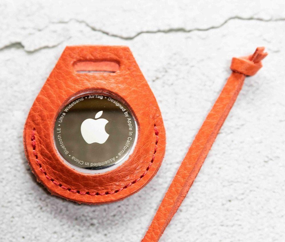 エアタグ用 ケース カバー レザー 本革 apple airtag 【レッド シュリンク】