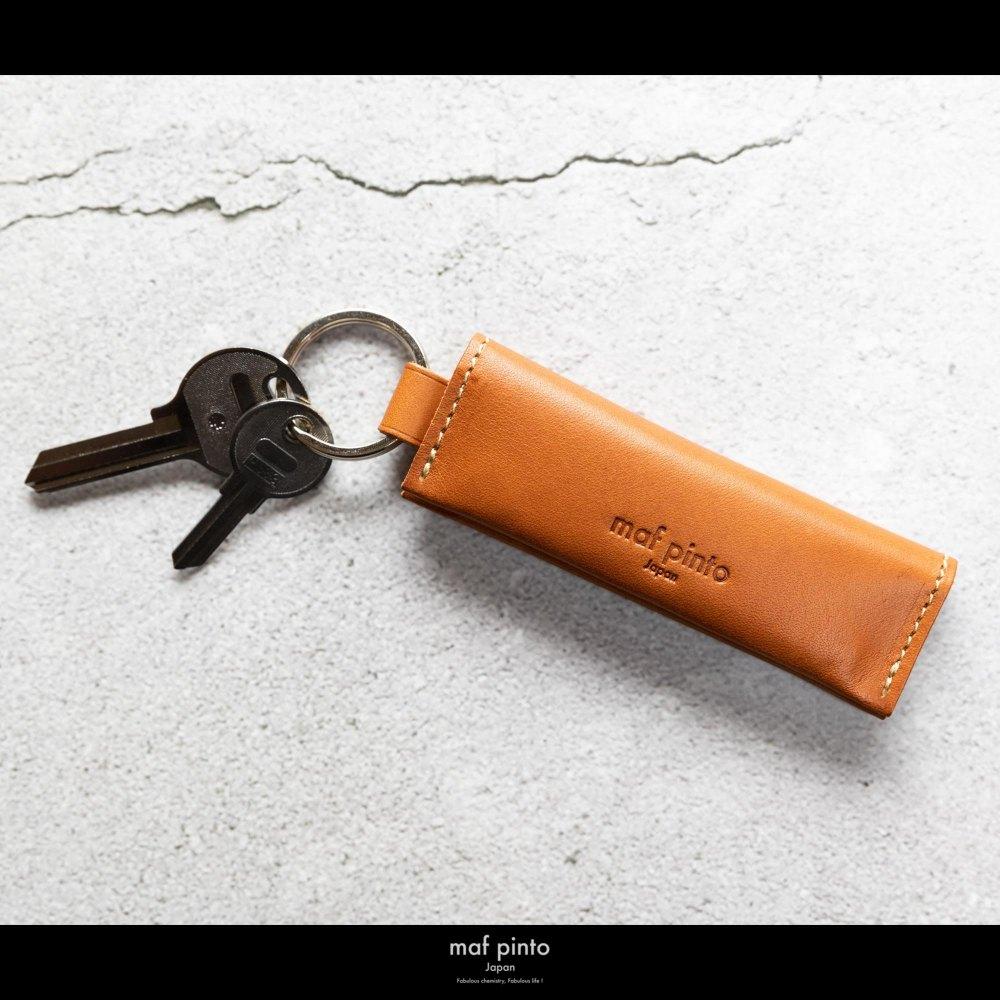 maf pinto (マフ ピント) キーリング キーホルダー 小銭入れ付き ミニ財布 ライトブラウン レザー 本革 日本製