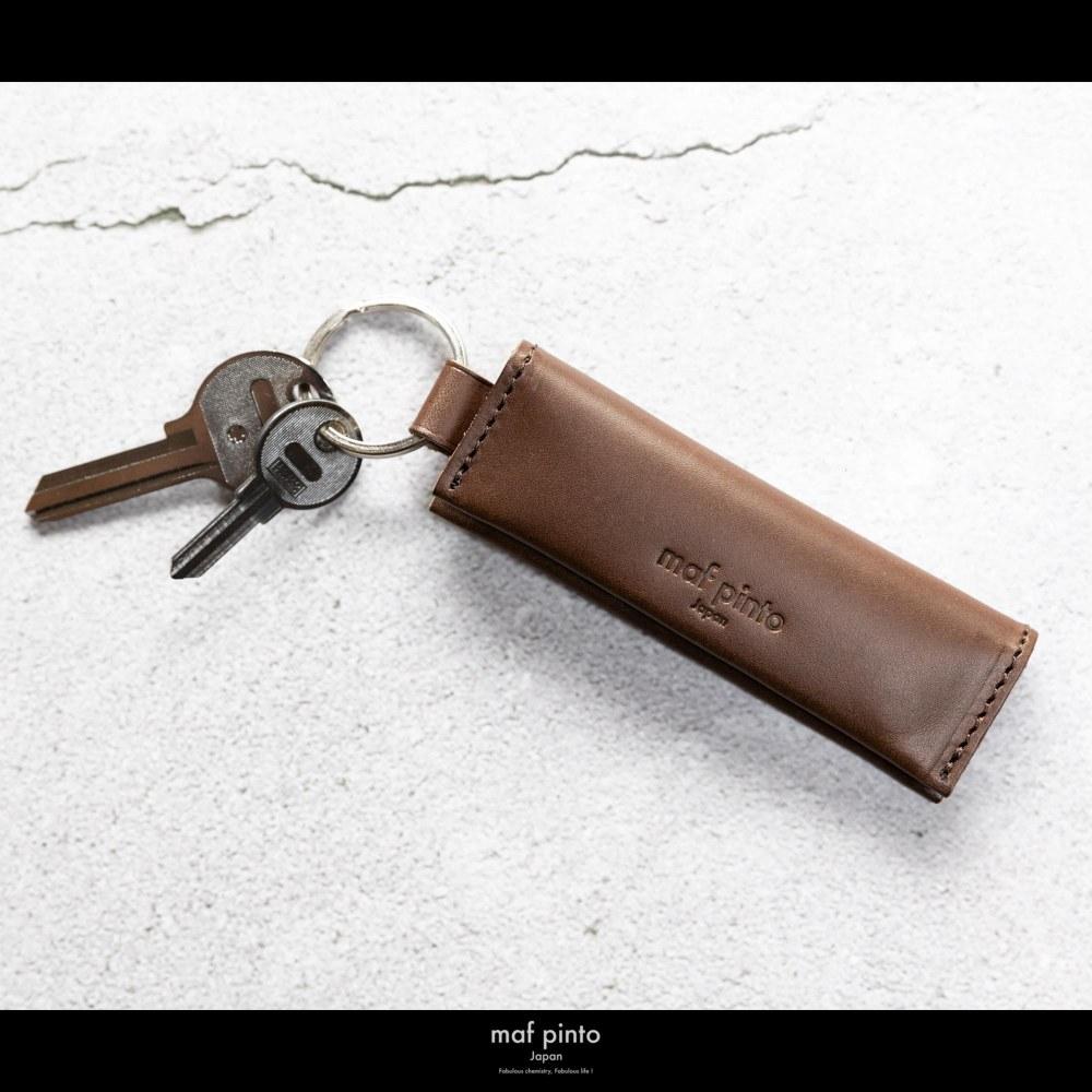 maf pinto (マフ ピント) キーリング キーホルダー 小銭入れ付き ミニ財布 ダークブラウン レザー 本革 日本製