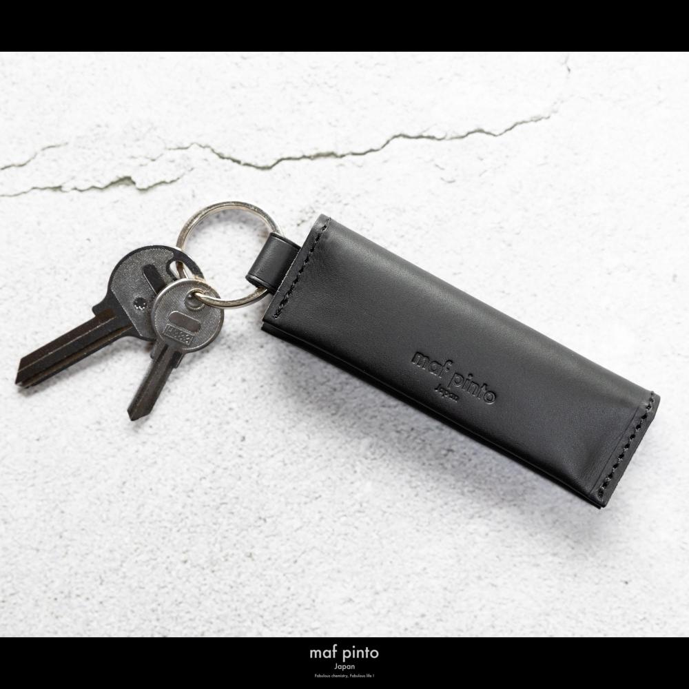 maf pinto (マフ ピント) キーリング キーホルダー 小銭入れ付き ミニ財布 ブラック レザー 本革 日本製