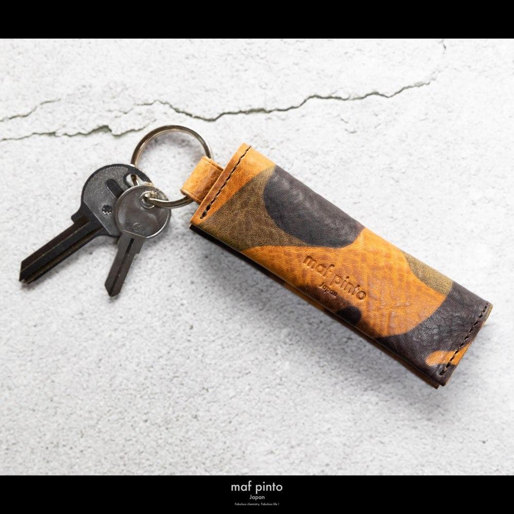 maf pinto (マフ ピント) キーリング キーホルダー 小銭入れ付き ミニ財布 カモフラージュ ライト レザー 本革 日本製