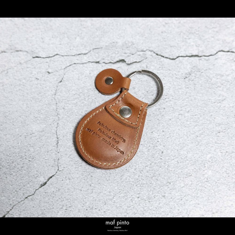 maf pinto (マフ ピント) タグ キーリング キーホルダー キーケース キーチャーム ライトブラウン(白ステッチ) レザー 本革 日本製
