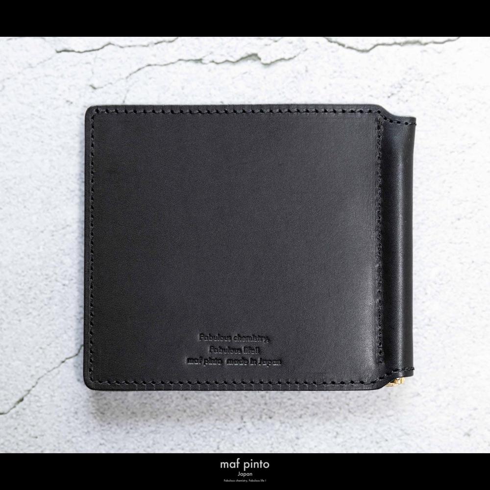 maf pinto (マフ ピント) マネークリップ 二つ折り財布 ブラック 薄い カード収納 レザー 本革 日本製