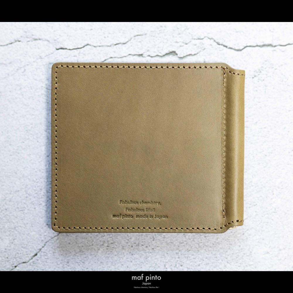 maf pinto (マフ ピント) マネークリップ 二つ折り財布 オリーブ 薄い カード収納 レザー 本革 日本製