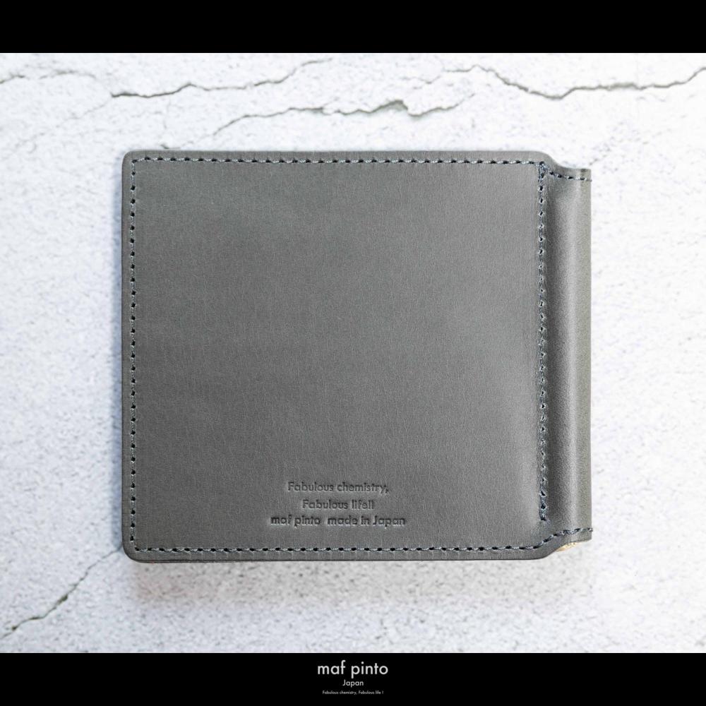 maf pinto (マフ ピント) マネークリップ 二つ折り財布 グレー 薄い カード収納 レザー 本革 日本製