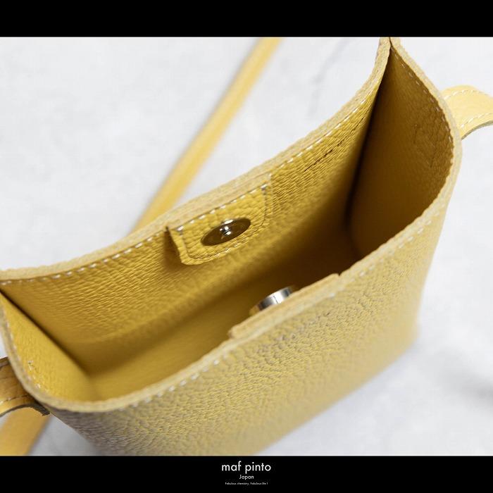 maf pinto (マフ ピント) ミニショルダー バッグ サコッシュ コンパクト ライトイエロー ADRIA LINE レザー 本革 メンズ レディース ユニセックス 日本製