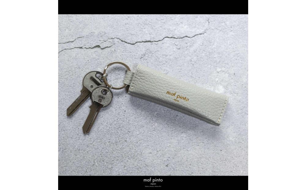 maf pinto (マフ ピント) キーリング キーホルダー 小銭入れ付き ミニ財布 ライトグレー ADRIA LINE レザー 本革 日本製