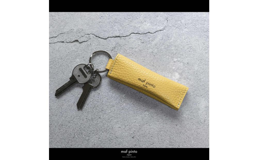 maf pinto (マフ ピント) キーリング キーホルダー 小銭入れ付き ミニ財布 ライトイエロー ADRIA LINE レザー 本革 日本製