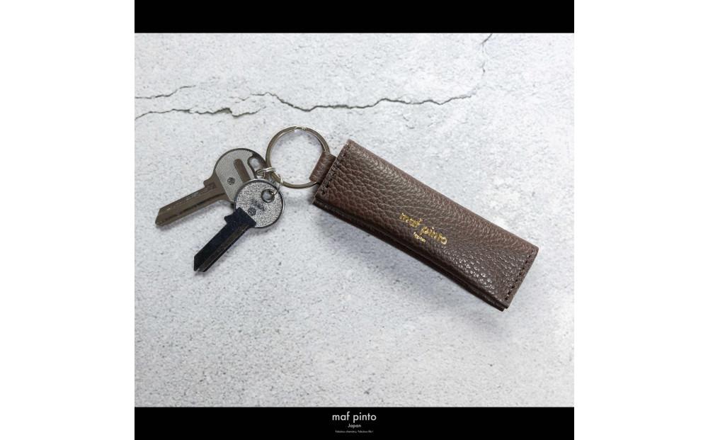 maf pinto (マフ ピント) キーリング キーホルダー 小銭入れ付き ミニ財布 チョコレート ADRIA LINE レザー 本革 日本製