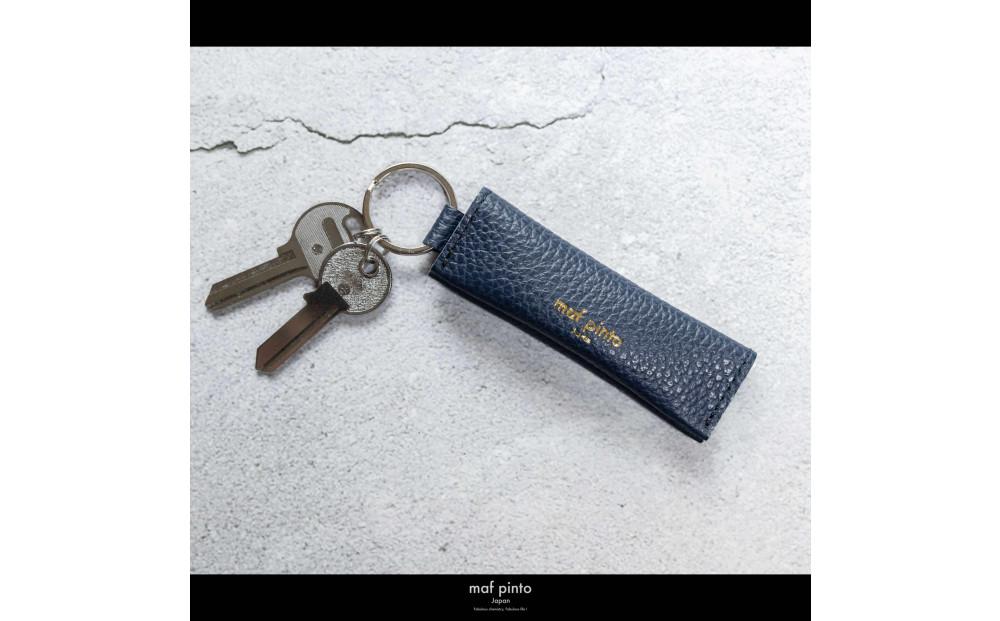 maf pinto (マフ ピント) キーリング キーホルダー 小銭入れ付き ミニ財布 ネイビー ADRIA LINE レザー 本革 日本製