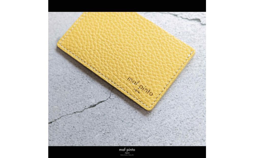 maf pinto (マフ ピント) カードケース 1枚 免許証 マイナンバーカード 薄型 スリム ライトイエロー ADRIA LINE レザー 本革 日本製