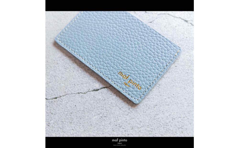 maf pinto (マフ ピント) カードケース 1枚 免許証 マイナンバーカード 薄型 スリム ライトブルー ADRIA LINE レザー 本革 日本製
