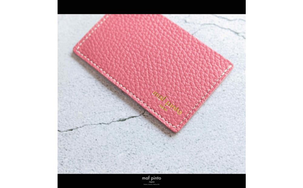 maf pinto (マフ ピント) カードケース 1枚 免許証 マイナンバーカード 薄型 スリム ピンク ADRIA LINE レザー 本革 日本製