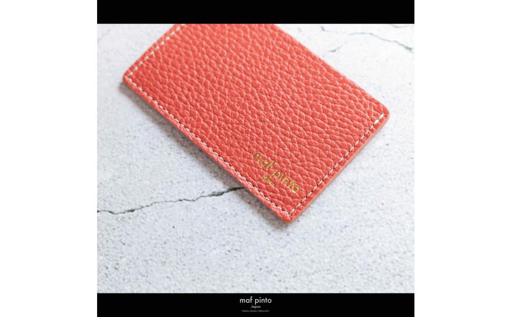 maf pinto (マフ ピント) カードケース 1枚 免許証 マイナンバーカード 薄型 スリム フレッシュレッド ADRIA LINE レザー 本革 日本製
