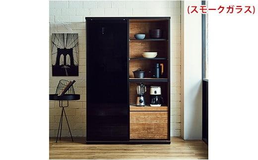 【開梱設置】引き戸キッチンボード 食器棚 ポエム 幅113.5 2枚扉（ミスト・クリア・スモークガラス） レディオーク レンジ台 家具