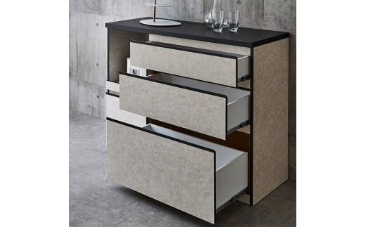 【開梱設置】キッチンカウンター レンジ台 アンサンブル 幅119.7 ストーンホワイト