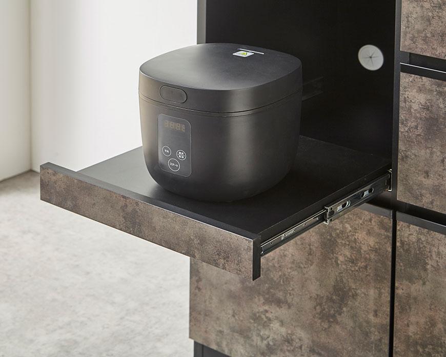 【開梱設置】キッチンカウンター レンジ台 アンサンブル 幅119.7cm 黒洛