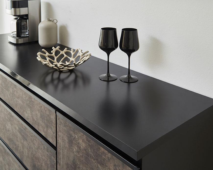 【開梱設置】キッチンカウンター レンジ台 アンサンブル 幅178.6cm 黒洛