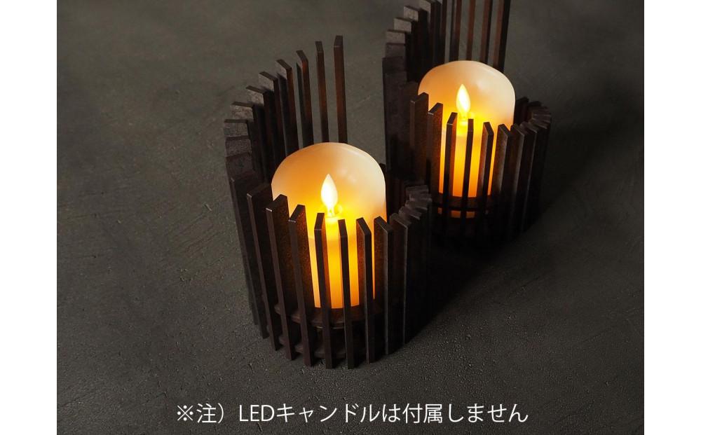 LED キャンドルホルダー 木製 レーザー加工雑貨 黒洛 インテリア雑貨 キャンドルホルダー003 2個セット