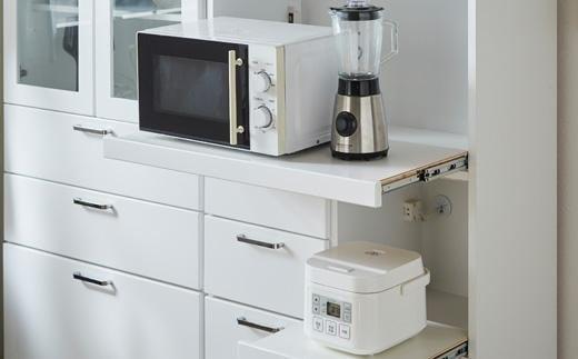 食器棚 トスティ 鏡面ホワイト 幅80cm オープンダイニングボード 扉タイプ【開梱設置】