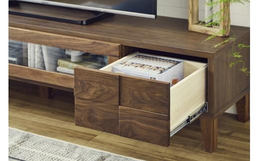 テレビ台 テレビボード 幅180 ウォールナット 無垢材 引き出し 収納 デッキ収納 TV台 ローボード 脚付き 大川家具 丸田木工 ボニー