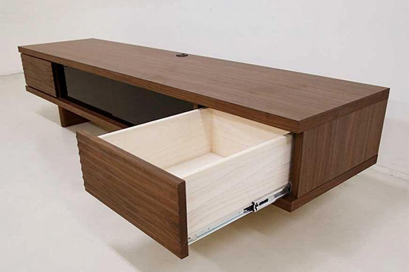 テレビ台 テレビボード 幅160 ウォールナット 無垢材 引き出し 収納 デッキ収納 TV台 ローボード 脚付き 大川家具 丸田木工 リード