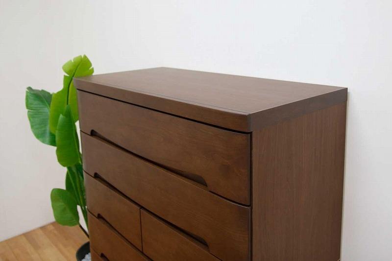 チェスト タンス 幅88 6段 奥行44 ウォールナット色 アルダー材 木製 桐たんす 箪笥 婚礼 衣類収納 完成品 大川家具 丸田木工 サーフ