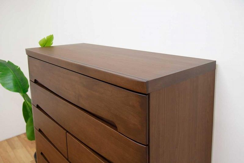 チェスト タンス 幅102 6段 奥行44 ウォールナット色 アルダー材 木製 桐たんす 箪笥 婚礼 衣類収納 完成品 大川家具 丸田木工 サーフ