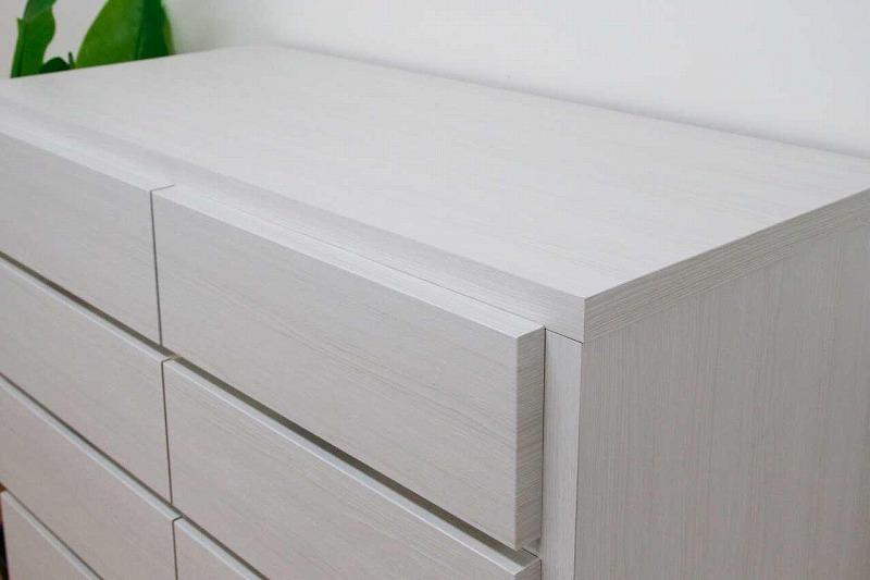 チェスト タンス 幅120 4段 奥行44 ホワイト色 桐たんす 箪笥 婚礼家具 衣類収納 完成品 大川家具 丸田木工 キューブ