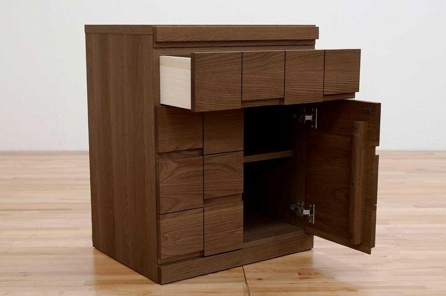 仏壇台 下台 キャビネット 幅60 スライドカウンター付き 開き戸タイプ「ARK-アーク」ウォールナット材 大川家具 木製 無垢材【丸田木工】