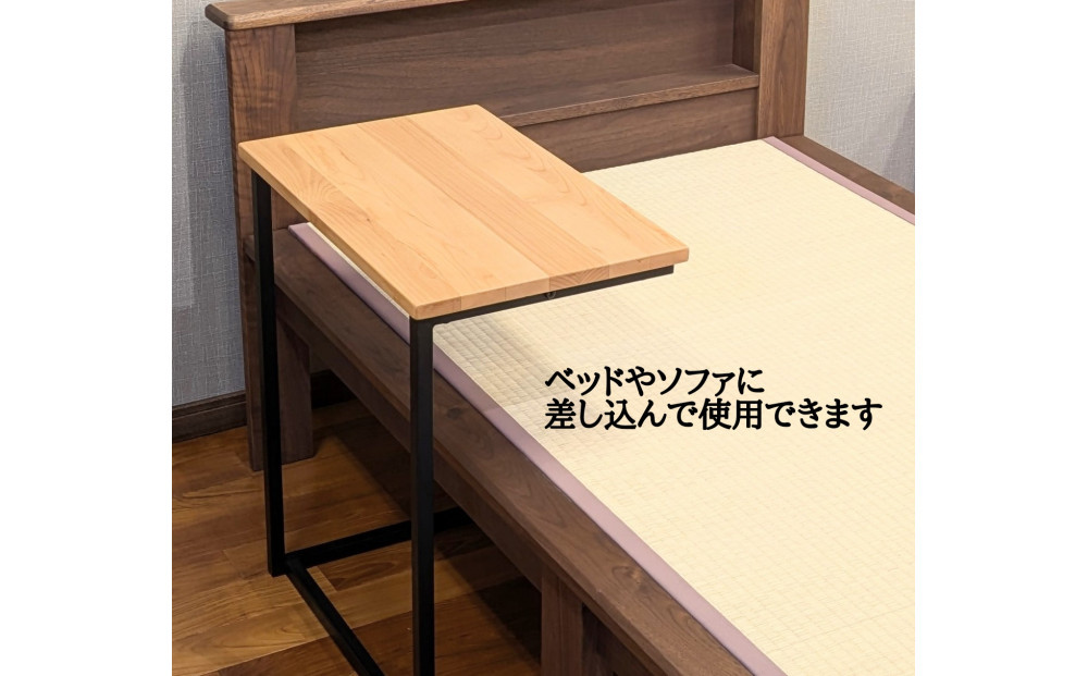 サイドテーブル 木製 アイアンレッグ アルダー 無垢材 1人用