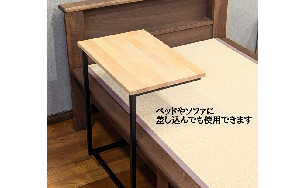 サイドテーブル 木製 アイアンレッグ バーチ 無垢材 1人用