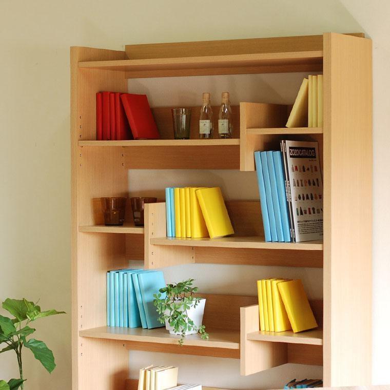 RIDE ライド 90シェルフ ライトブラウン 幅90 高さ182 さまざまなサイズの本を収納できる段違い棚