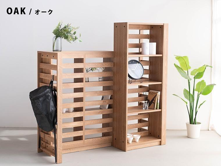 エルブロック パーティションシェルフLa オーク 幅96 奥行き25 高さ124