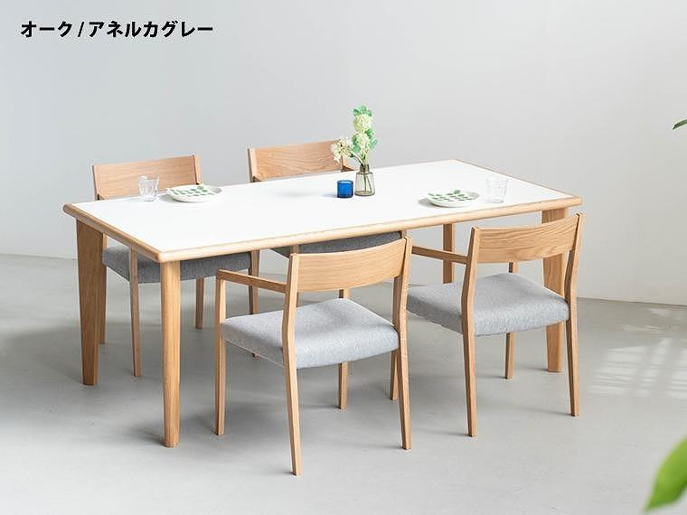 サイズオーダー メラミンテーブル DTジャンブルMM01-6 DC02 オーク 5点 ダイニングセット