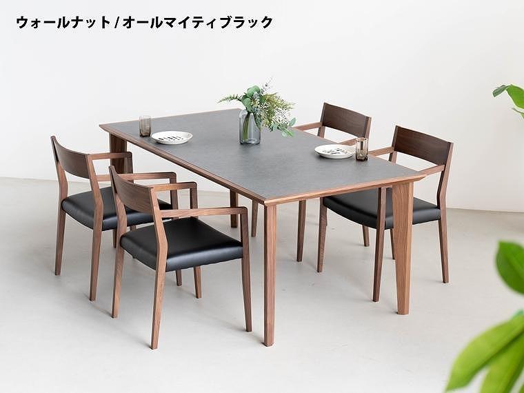 サイズオーダー メラミンテーブル DTジャンブルMM01-1 DC02 ウォールナット 5点 ダイニングセット