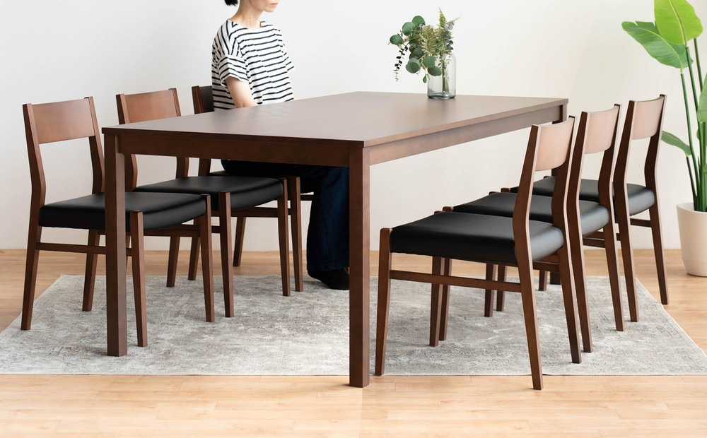 DT01 DC01 7点 180 ダイニングセット ビーチウォールナットブラウン オールマイティブラック テーブル 椅子