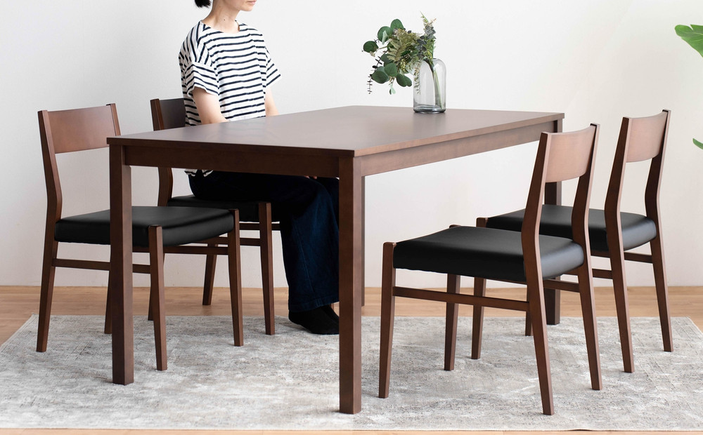 DT01 DC01 5点 150 ダイニングセット ビーチウォールナットブラウン オールマイティブラック テーブル 椅子