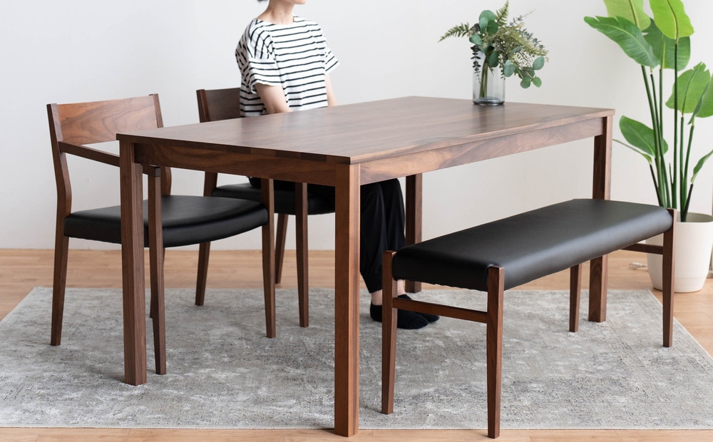 DT01 DC02 BC01 4点 ダイニングセット ウォールナット オールマイティブラック テーブル 椅子 ベンチ